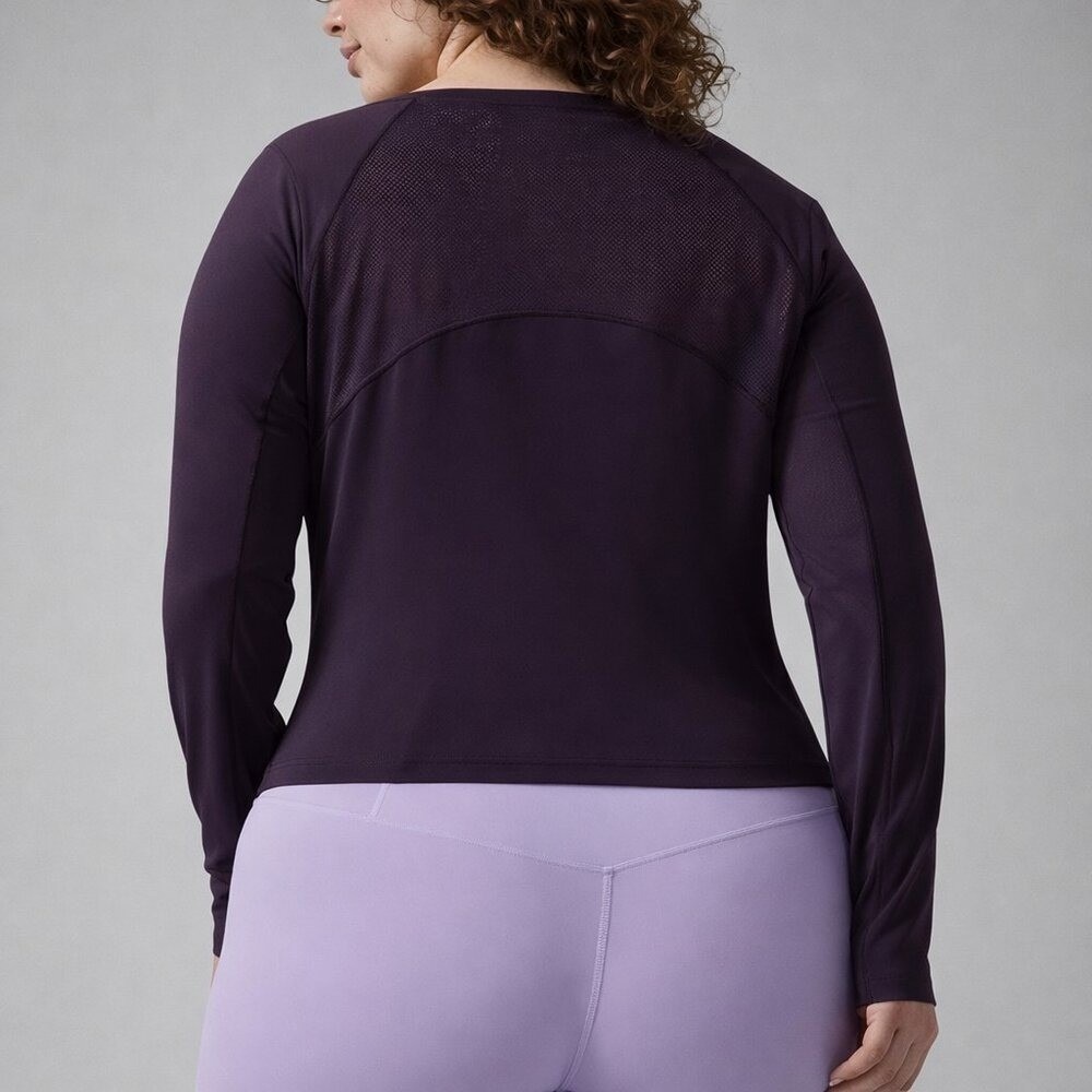 Athleta New Shanti Lace Deep Crocus Violet Purple Long Sleeve Active Top SZ 3X - Picture 3 of 11